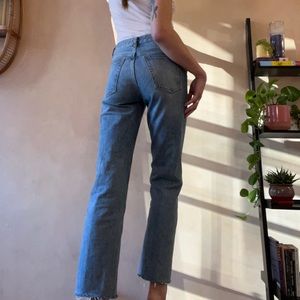 Anine Bing Sonya Button Fly High Rise Ankle Straight Leg Jeans